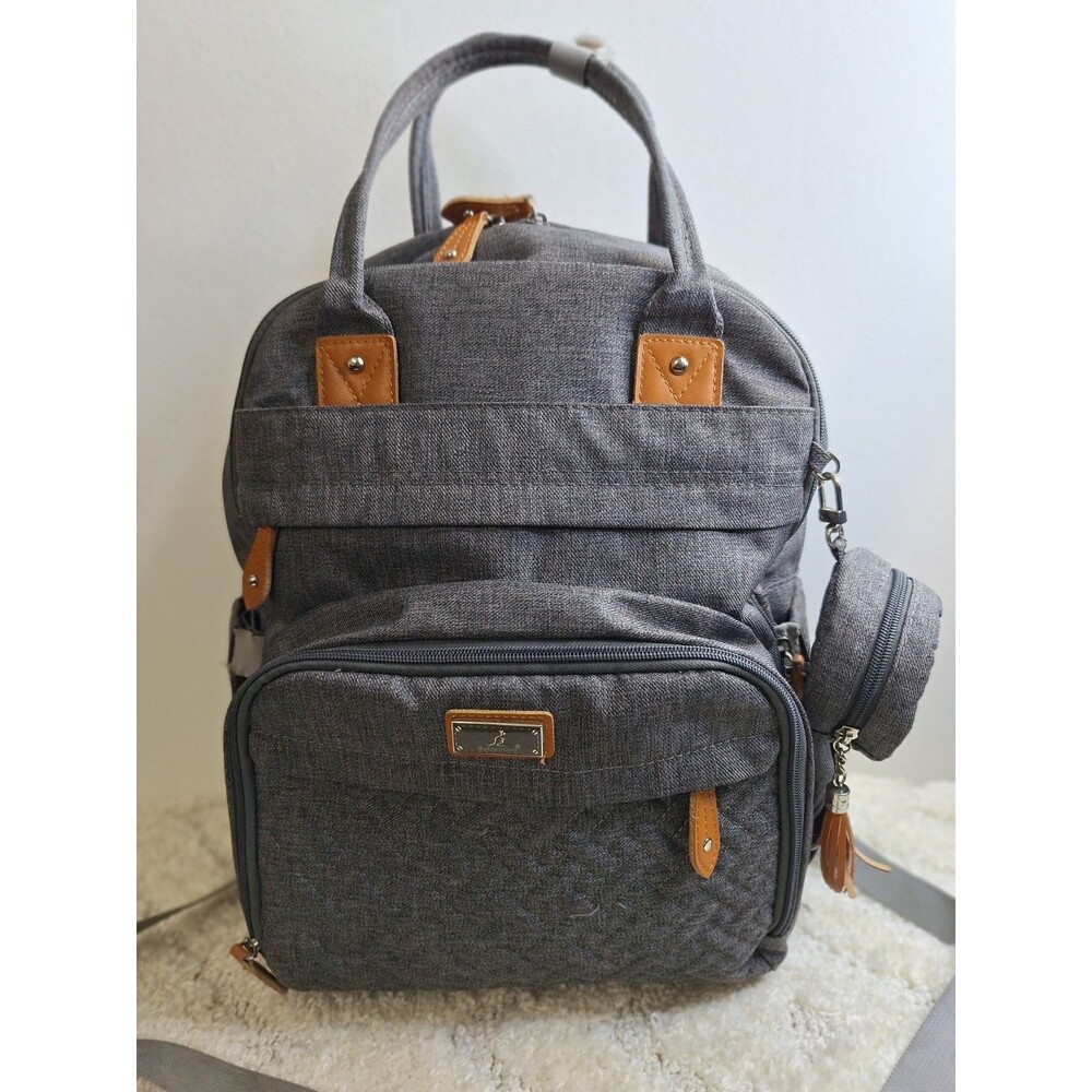 BabbleRoo Waterproof Diaper Bag Backpack‎ Baby Essentials Travel Tote Bag Gray
